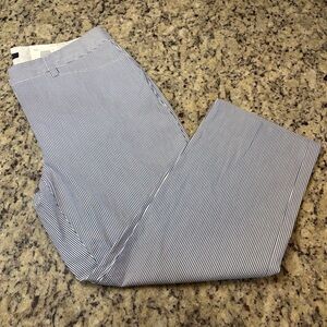 Lands' End Women's Pinstripe Cropped Pants - Blue and White